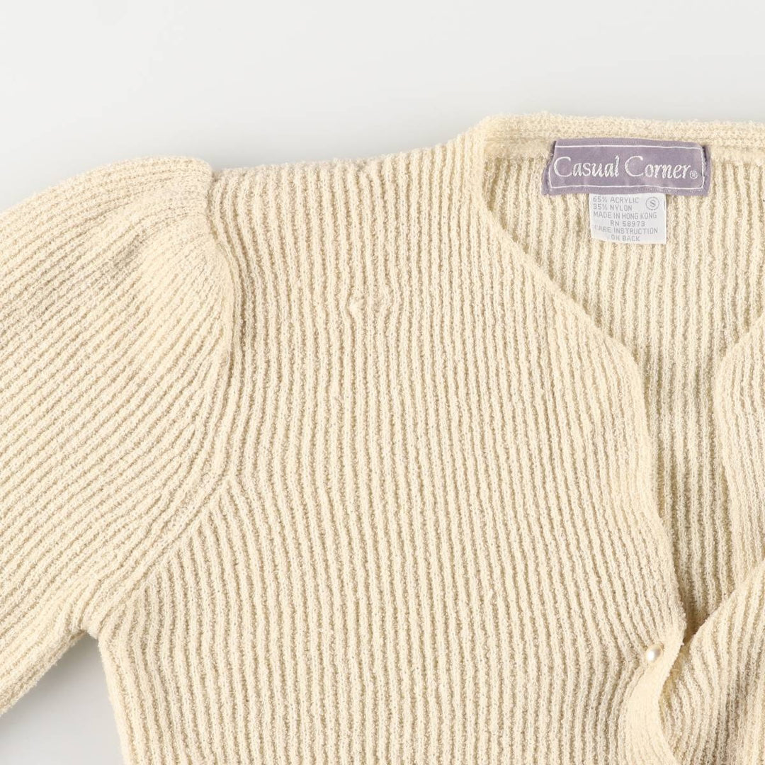 CASUAL CORNER Acrylic Knit Cardigan, Women's Size S acrylic ivory Vintage Second Hand