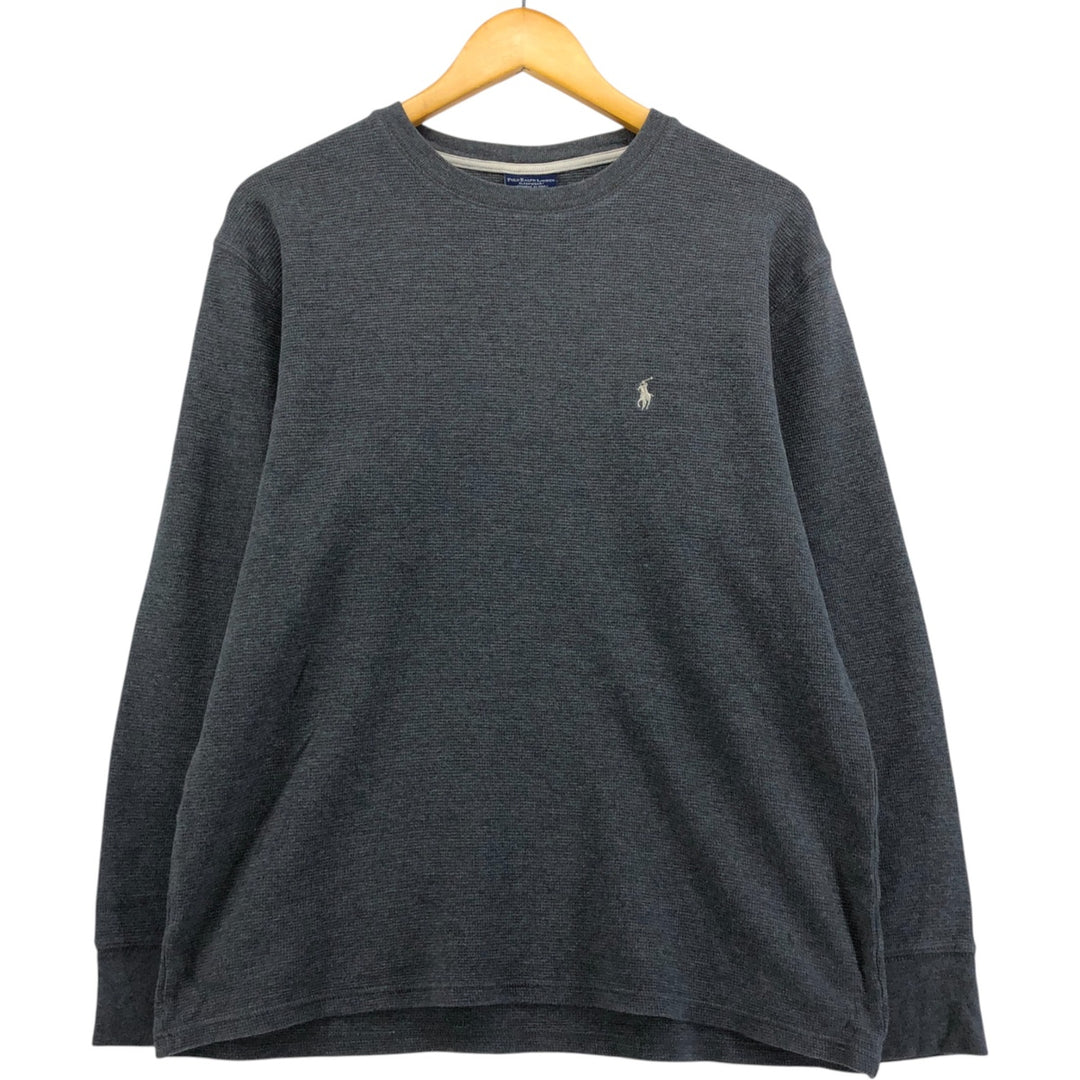 Ralph Lauren POLO RALPH LAUREN SLEEPWEAR Thermal Long T-shirt Waffle Men's L size cotton gray type Vintage Second Hand