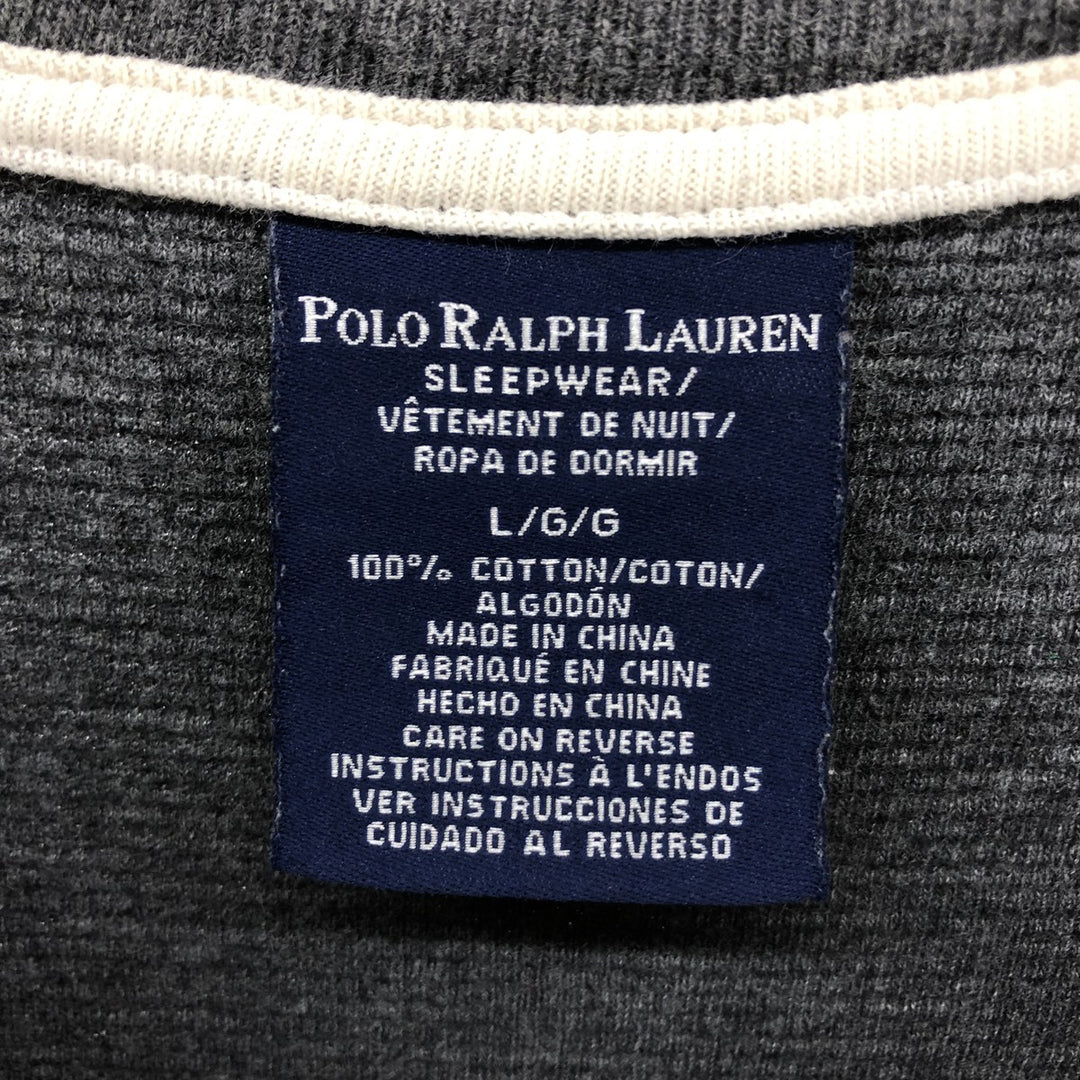 Ralph Lauren POLO RALPH LAUREN SLEEPWEAR Thermal Long T-shirt Waffle Men's L size cotton gray type Vintage Second Hand