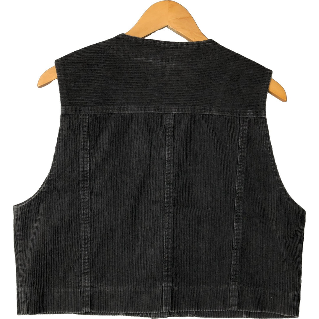 Northwest Blue Corduroy Vest with Front Opening, Women's Size L, Vintage unclear black type Vintage Second Hand