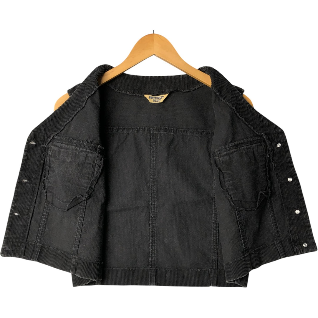 Northwest Blue Corduroy Vest with Front Opening, Women's Size L, Vintage unclear black type Vintage Second Hand