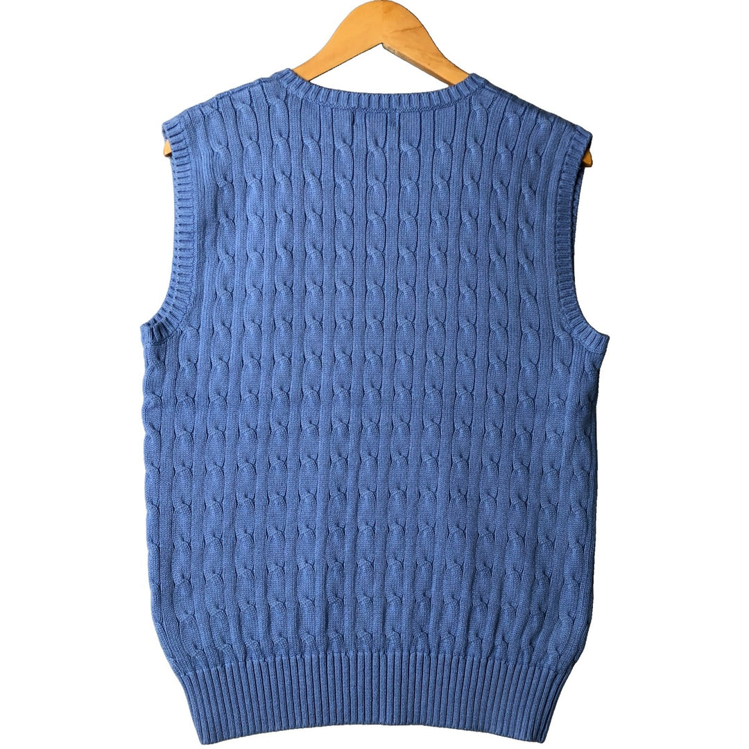 Ralph Lauren POLO by Ralph Lauren Cable Knit V-Neck Cotton Knit Vest Women's XL cotton Blue type light blue Vintage Second Hand
