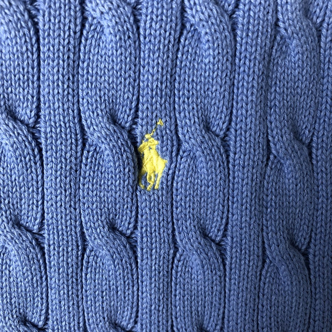 Ralph Lauren POLO by Ralph Lauren Cable Knit V-Neck Cotton Knit Vest Women's XL cotton Blue type light blue Vintage Second Hand