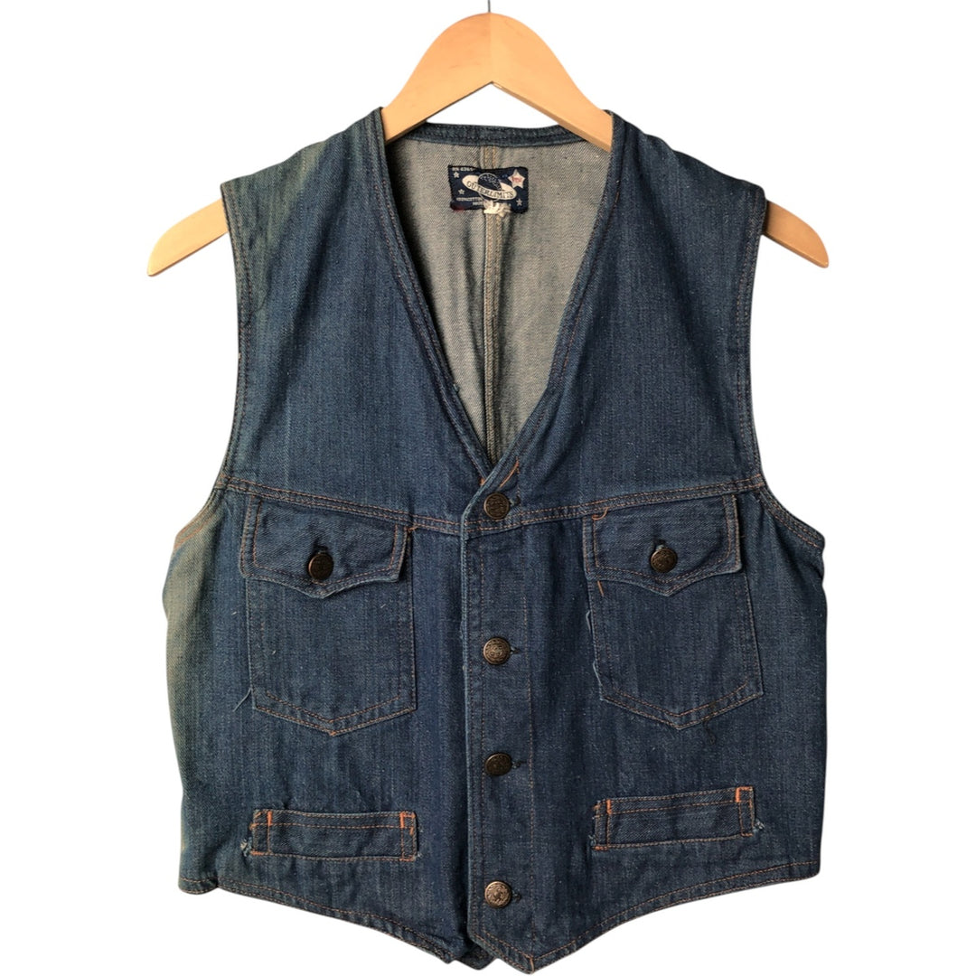 70'S OUTERLIMITS Open Front Denim Vest Women's Size S Vintage cotton blue type Vintage Second Hand
