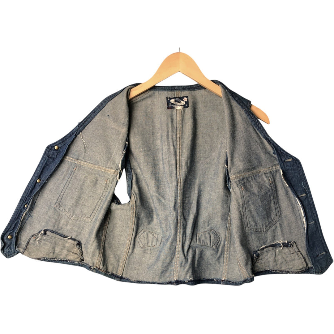 70'S OUTERLIMITS Open Front Denim Vest Women's Size S Vintage cotton blue type Vintage Second Hand
