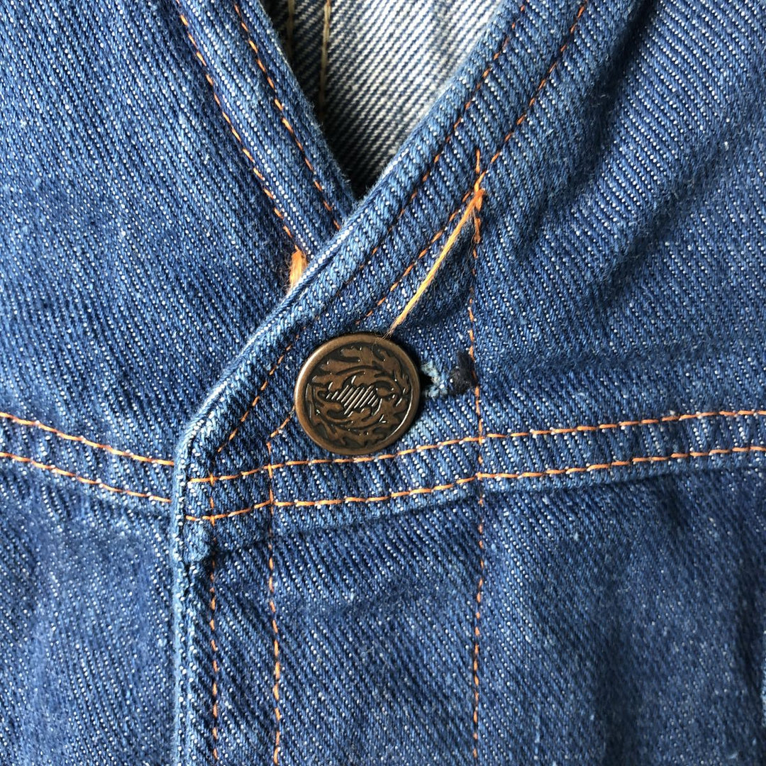 70'S OUTERLIMITS Open Front Denim Vest Women's Size S Vintage cotton blue type Vintage Second Hand