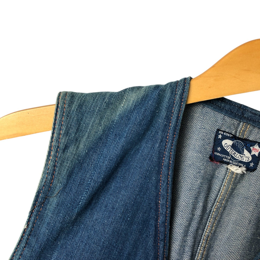 70'S OUTERLIMITS Open Front Denim Vest Women's Size S Vintage cotton blue type Vintage Second Hand
