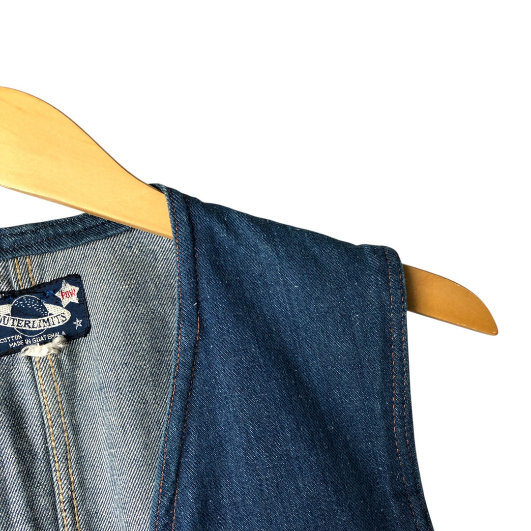 70'S OUTERLIMITS Open Front Denim Vest Women's Size S Vintage cotton blue type Vintage Second Hand
