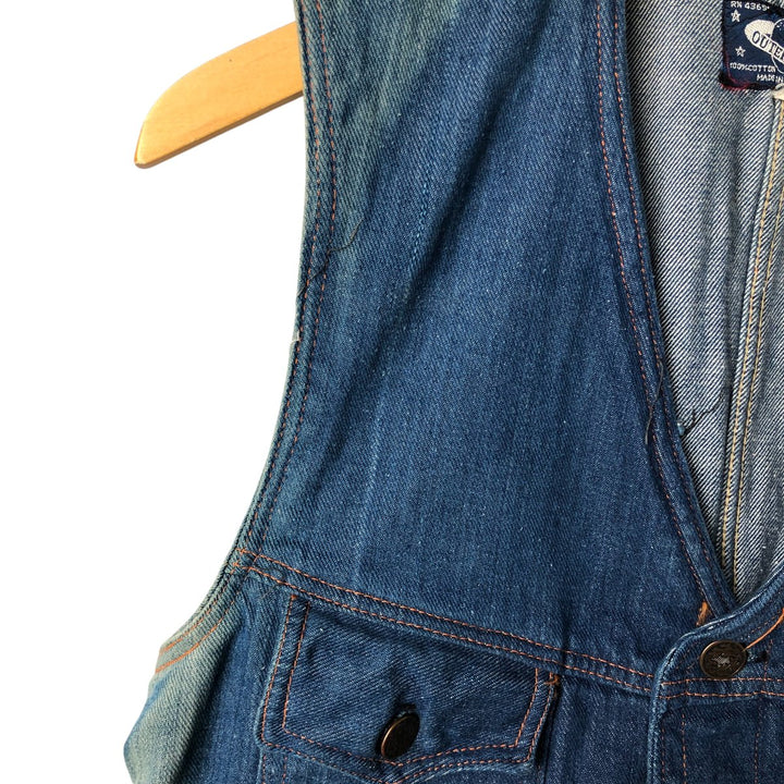 70'S OUTERLIMITS Open Front Denim Vest Women's Size S Vintage cotton blue type Vintage Second Hand