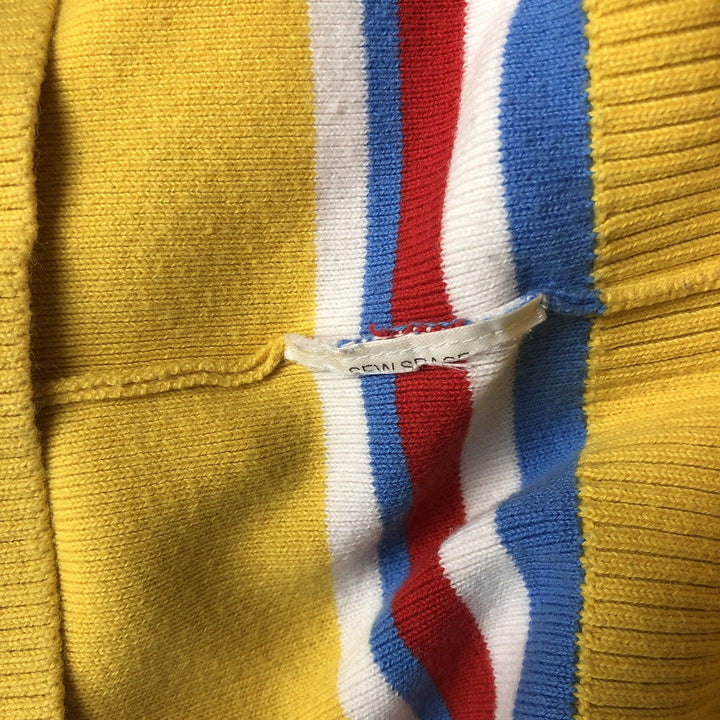 Tommy Hilfiger DENIM Striped Pattern Cropped Length Knit Vest Women's M Size unclear yellow type Vintage Second Hand