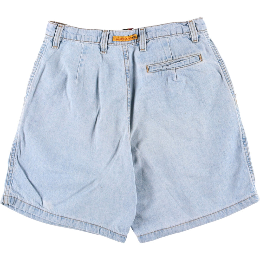2000'S QUICKSILVER Three-pleat Denim Shorts, Made in USA, Men's Size W31 cotton Blue type light blue Vintage Second Hand