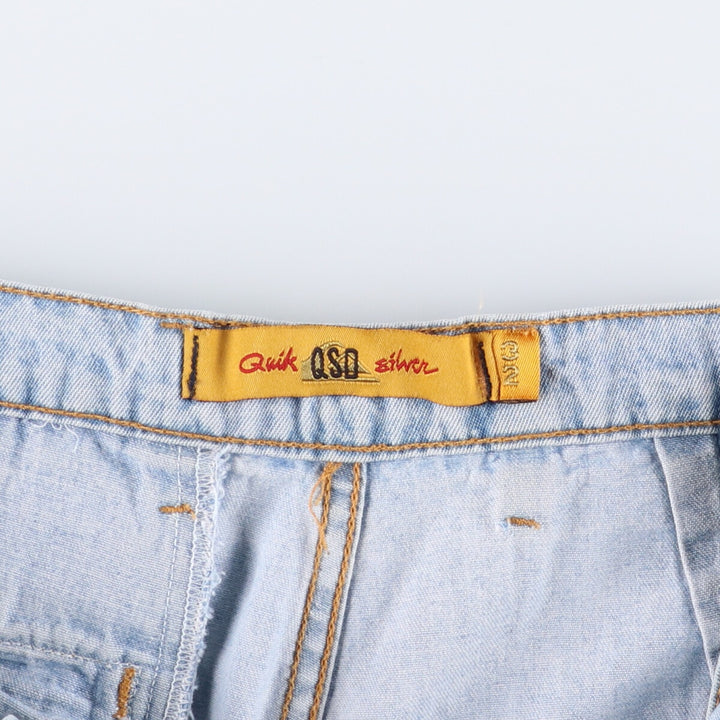 2000'S QUICKSILVER Three-pleat Denim Shorts, Made in USA, Men's Size W31 cotton Blue type light blue Vintage Second Hand