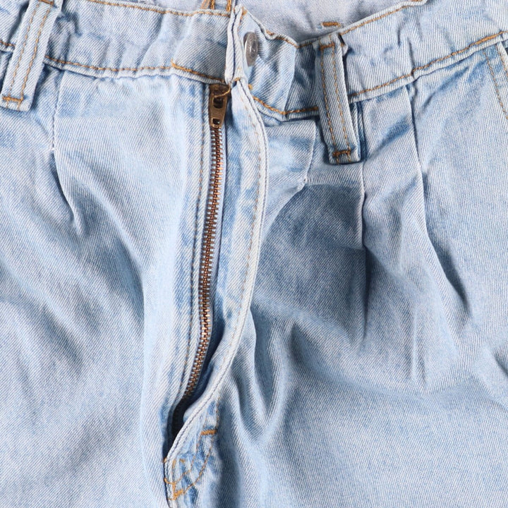 2000'S QUICKSILVER Three-pleat Denim Shorts, Made in USA, Men's Size W31 cotton Blue type light blue Vintage Second Hand
