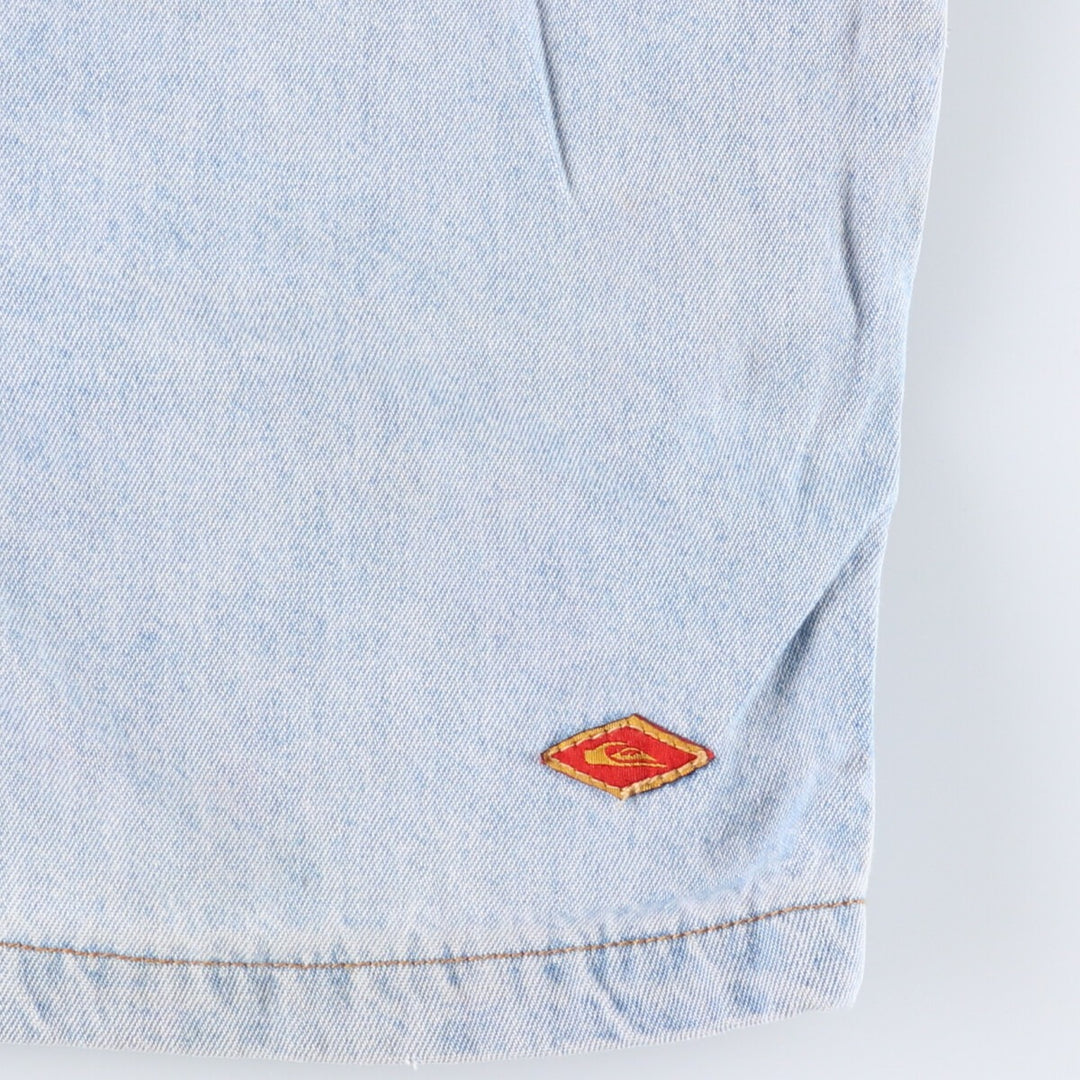 2000'S QUICKSILVER Three-pleat Denim Shorts, Made in USA, Men's Size W31 cotton Blue type light blue Vintage Second Hand