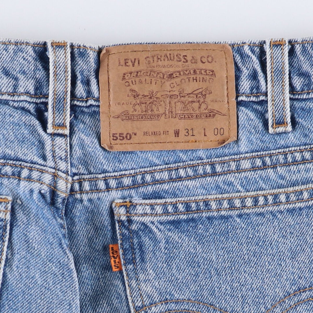 Levi's 550 Relaxed Fit Denim Shorts with Orange Tab, Men's Size W30 cotton Blue type light blue Vintage Second Hand