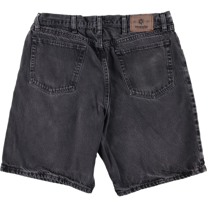 Wrangler Relaxed Fit Black Denim Shorts, Men's Size 35 cotton black type Vintage Second Hand