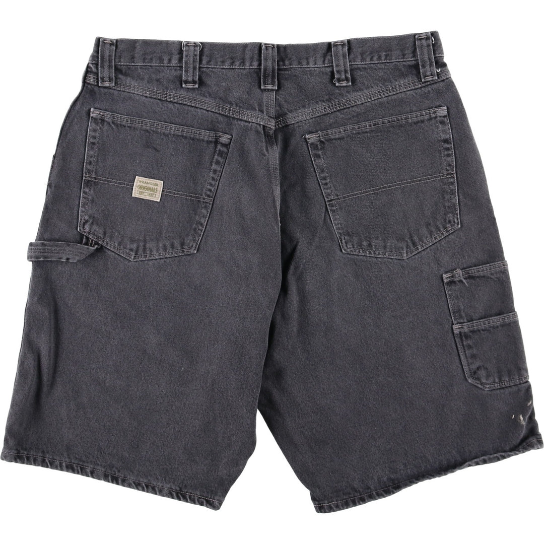 Wrangler Men's Black Denim Painter Shorts, Size W37 cotton black type Vintage Second Hand