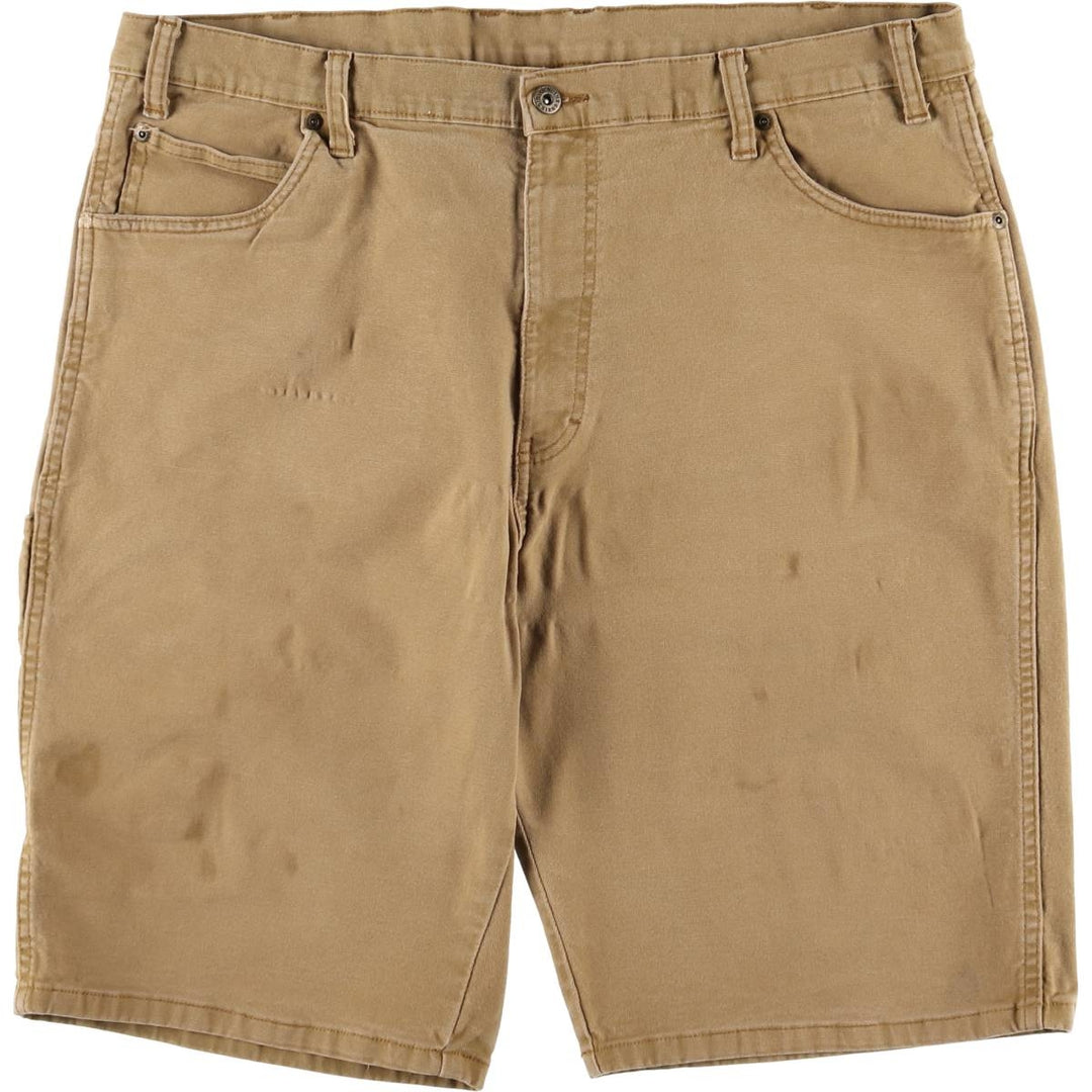 Dickies Men's Oversized Duck Work Shorts (Size W39) cotton beige type brown Vintage Second Hand