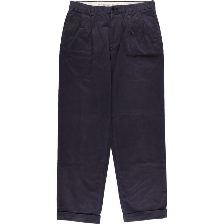 Brooks Brothers ELLIOT Two-Pleated Chino Pants, Men's, Size W34 cotton navy blue type Vintage Second Hand