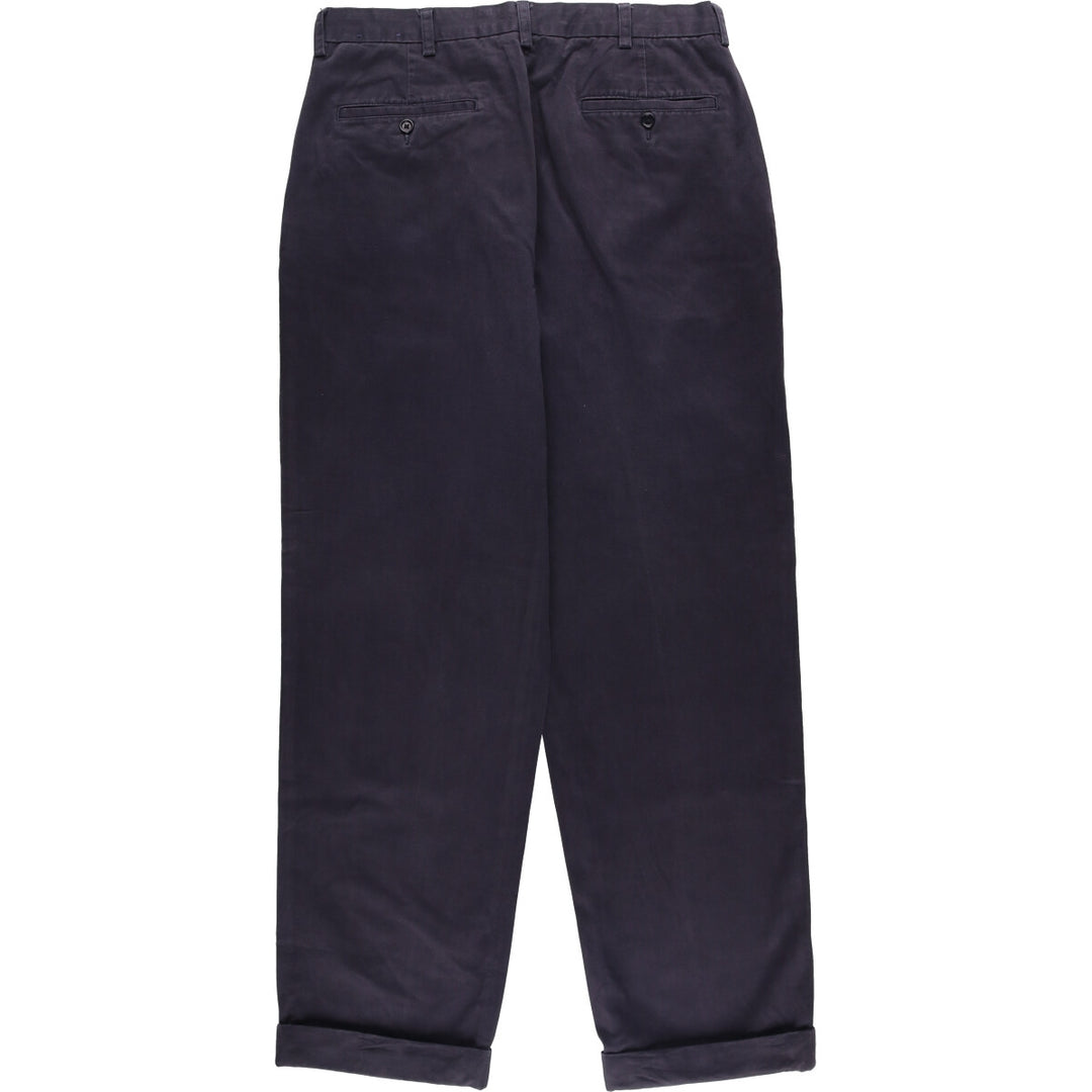 Brooks Brothers ELLIOT Two-Pleated Chino Pants, Men's, Size W34 cotton navy blue type Vintage Second Hand