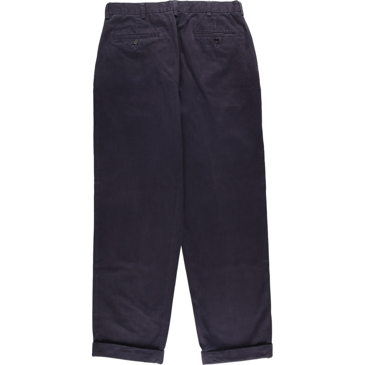 Brooks Brothers ELLIOT Two-Pleated Chino Pants, Men's, Size W34 cotton navy blue type Vintage Second Hand