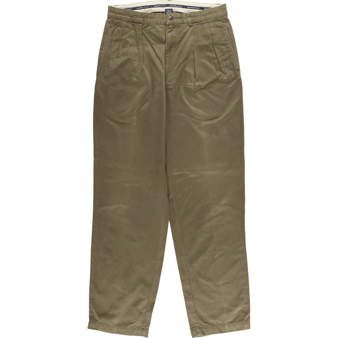 Ralph Lauren POLO RALPH LAUREN Two-pleat Chino Pants for Men, Size W32 cotton Khaki type brown Vintage Second Hand