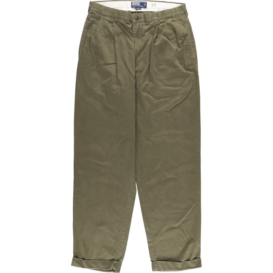 Ralph Lauren POLO by Ralph Lauren HAMMOND PANT, two-pleat chino pants, men's, W33 equivalent cotton Khaki type Vintage Second Hand