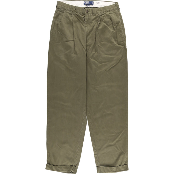 Ralph Lauren POLO by Ralph Lauren HAMMOND PANT, two-pleat chino pants, men's, W33 equivalent cotton Khaki type Vintage Second Hand