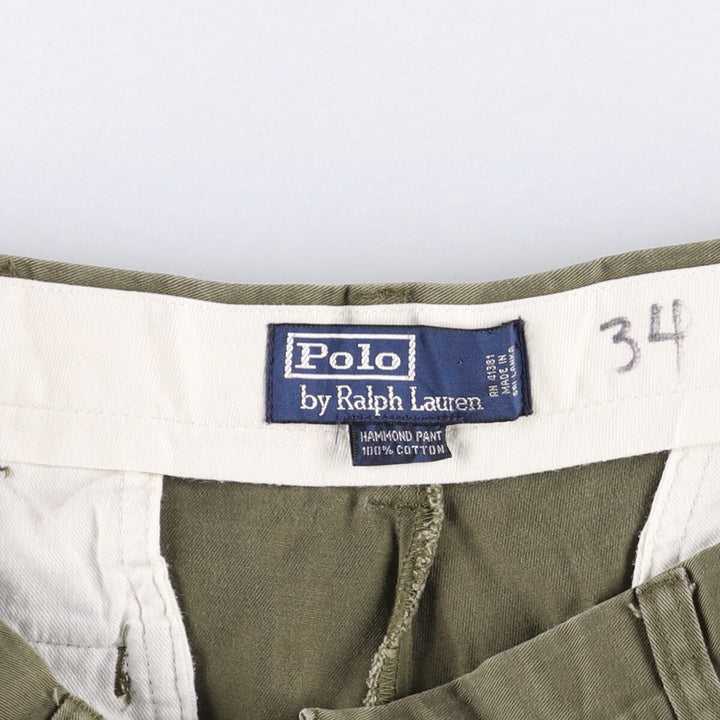 Ralph Lauren POLO by Ralph Lauren HAMMOND PANT, two-pleat chino pants, men's, W33 equivalent cotton Khaki type Vintage Second Hand