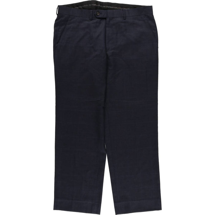 Ralph Lauren LAUREN Check Pattern Wool Pants Slacks Men's W36 wool navy blue type Vintage Second Hand