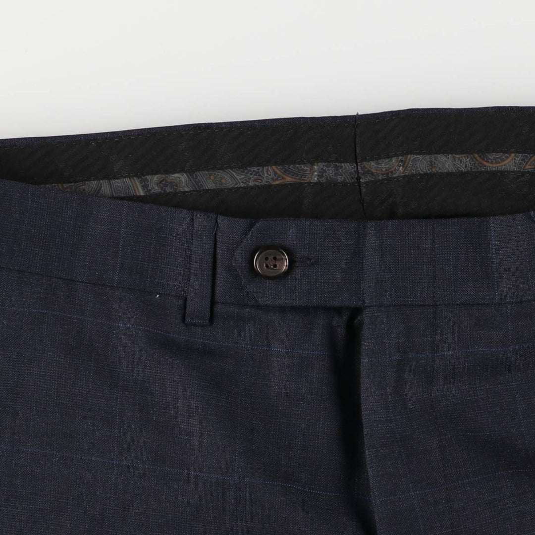 Ralph Lauren LAUREN Check Pattern Wool Pants Slacks Men's W36 wool navy blue type Vintage Second Hand