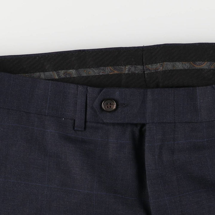 Ralph Lauren LAUREN Check Pattern Wool Pants Slacks Men's W36 wool navy blue type Vintage Second Hand