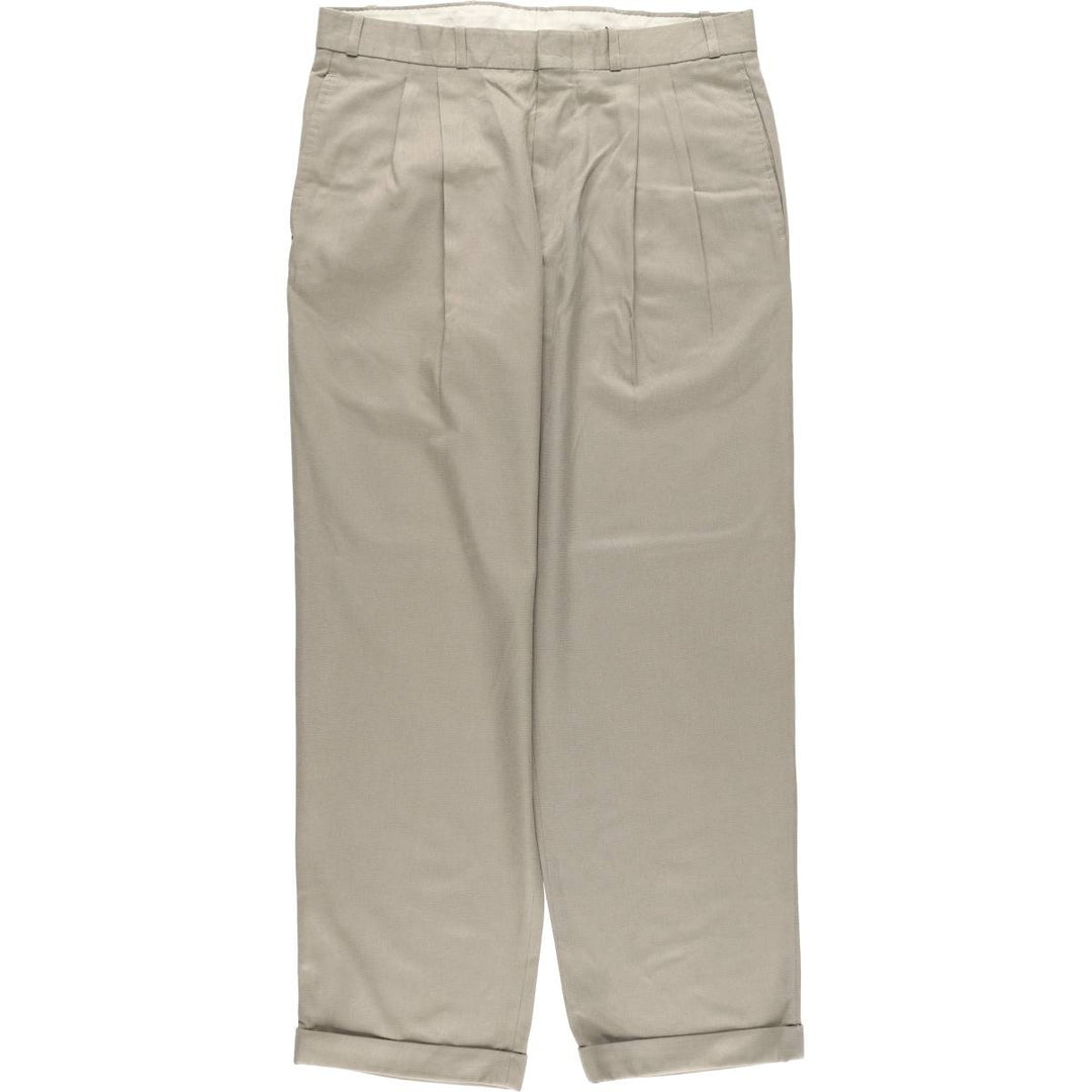 Haggar Collections Two-Pleated Slacks, Made in Canada, Men's Size W34 polyester Beige type Vintage Second Hand