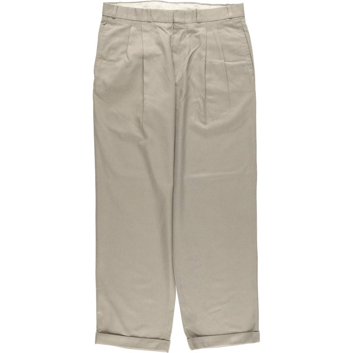Haggar Collections Two-Pleated Slacks, Made in Canada, Men's Size W34 polyester Beige type Vintage Second Hand