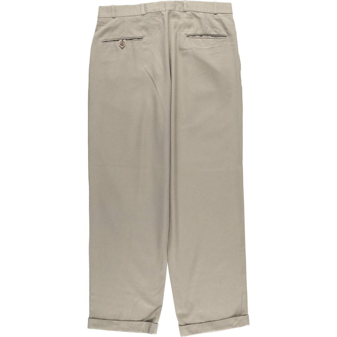 Haggar Collections Two-Pleated Slacks, Made in Canada, Men's Size W34 polyester Beige type Vintage Second Hand