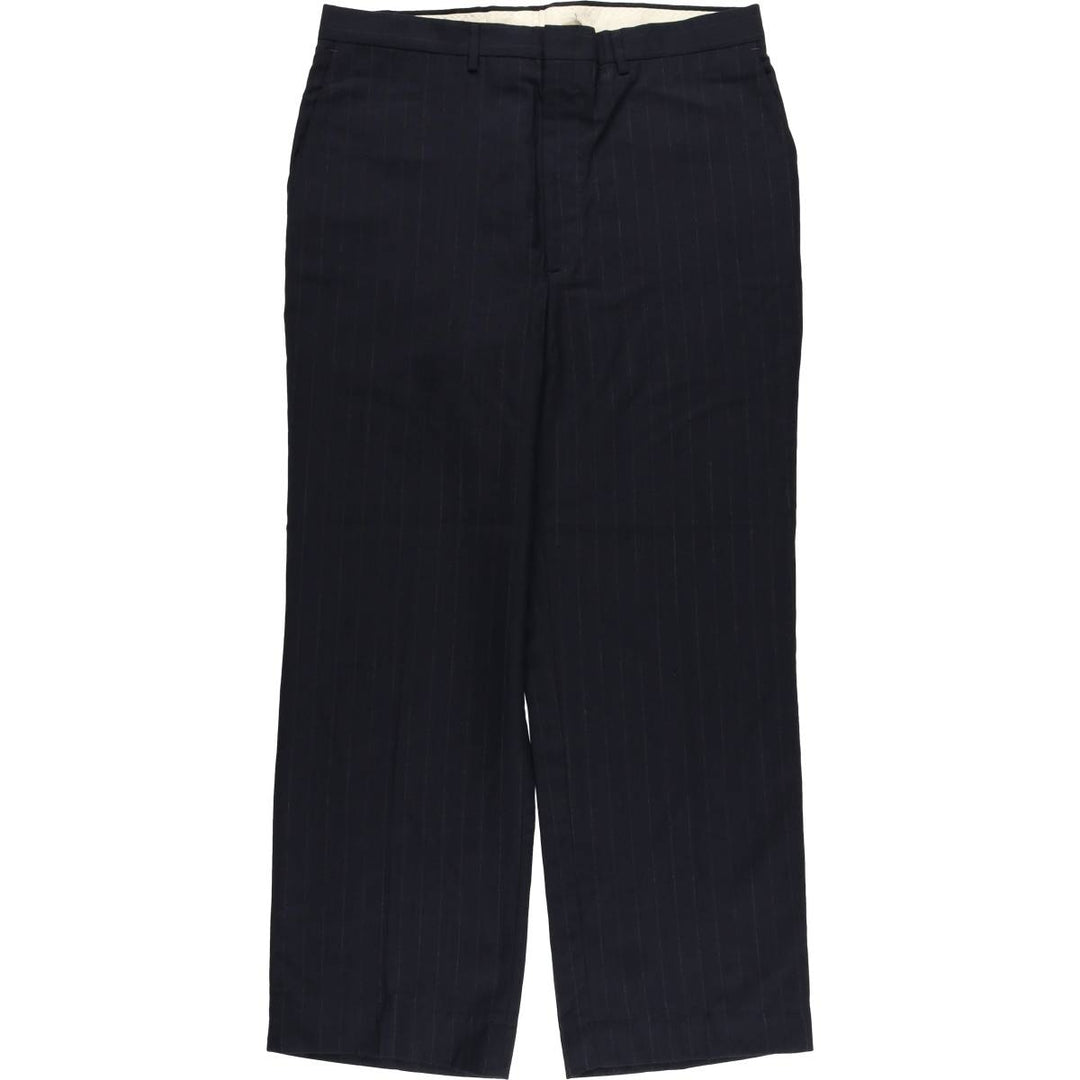Haggar Gentleman's Fit Stripe Pattern Slacks Pants Made in USA Men's W34 polyester navy blue type Vintage Second Hand