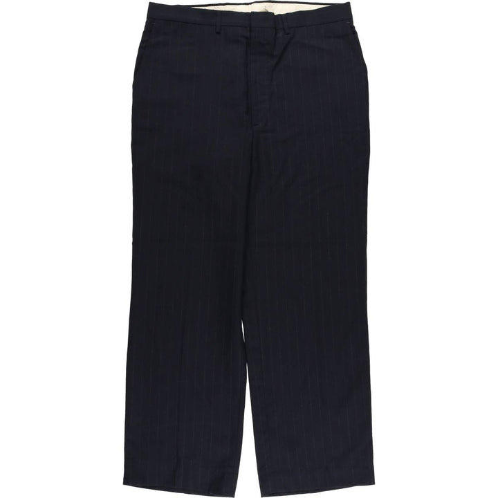 Haggar Gentleman's Fit Stripe Pattern Slacks Pants Made in USA Men's W34 polyester navy blue type Vintage Second Hand