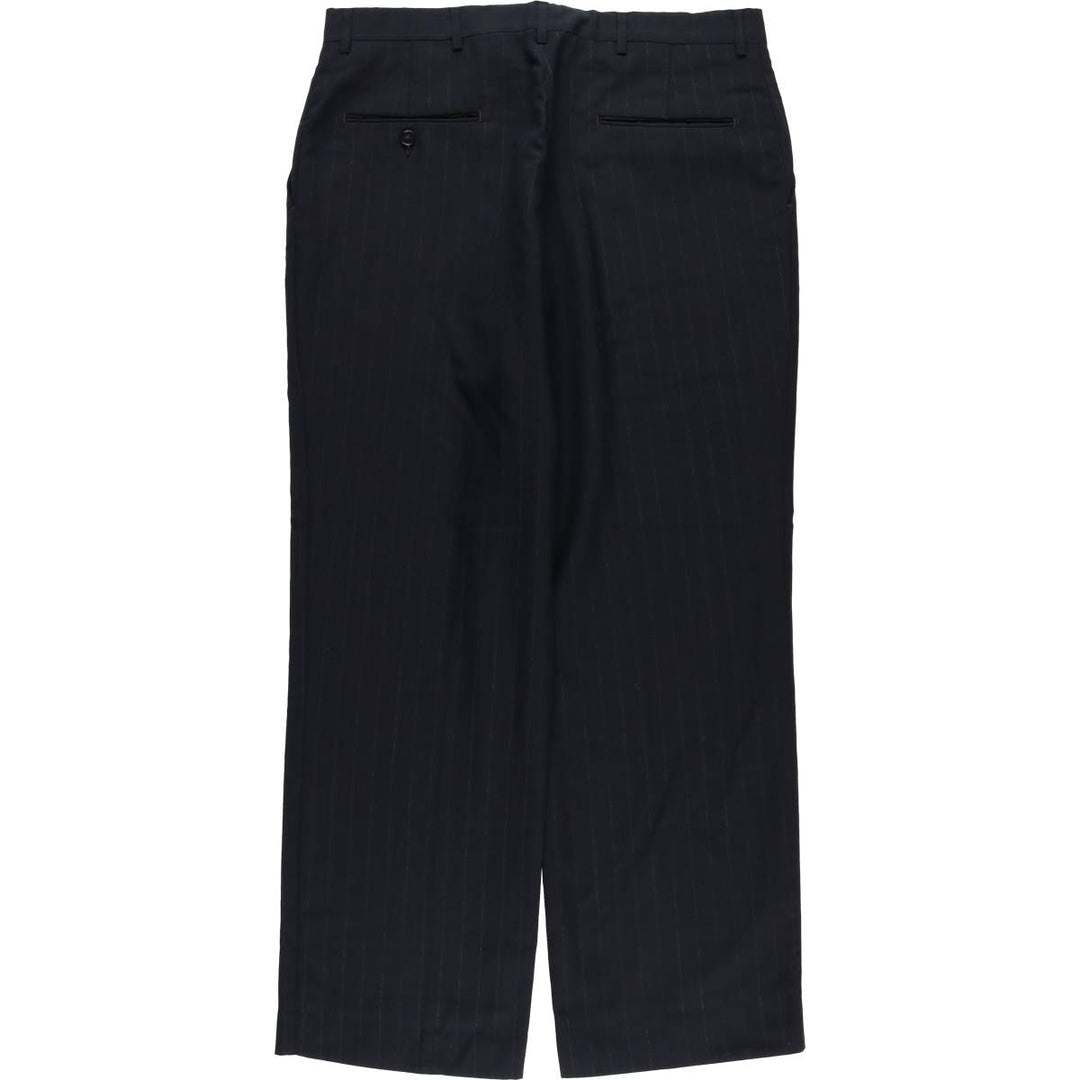 Haggar Gentleman's Fit Stripe Pattern Slacks Pants Made in USA Men's W34 polyester navy blue type Vintage Second Hand