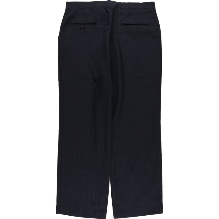 Haggar Gentleman's Fit Stripe Pattern Slacks Pants Made in USA Men's W34 polyester navy blue type Vintage Second Hand