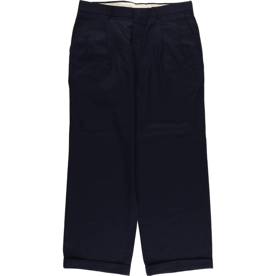 90'S Vintage Two-pleat Men's Slacks, Size W34 unclear navy blue type Vintage Second Hand