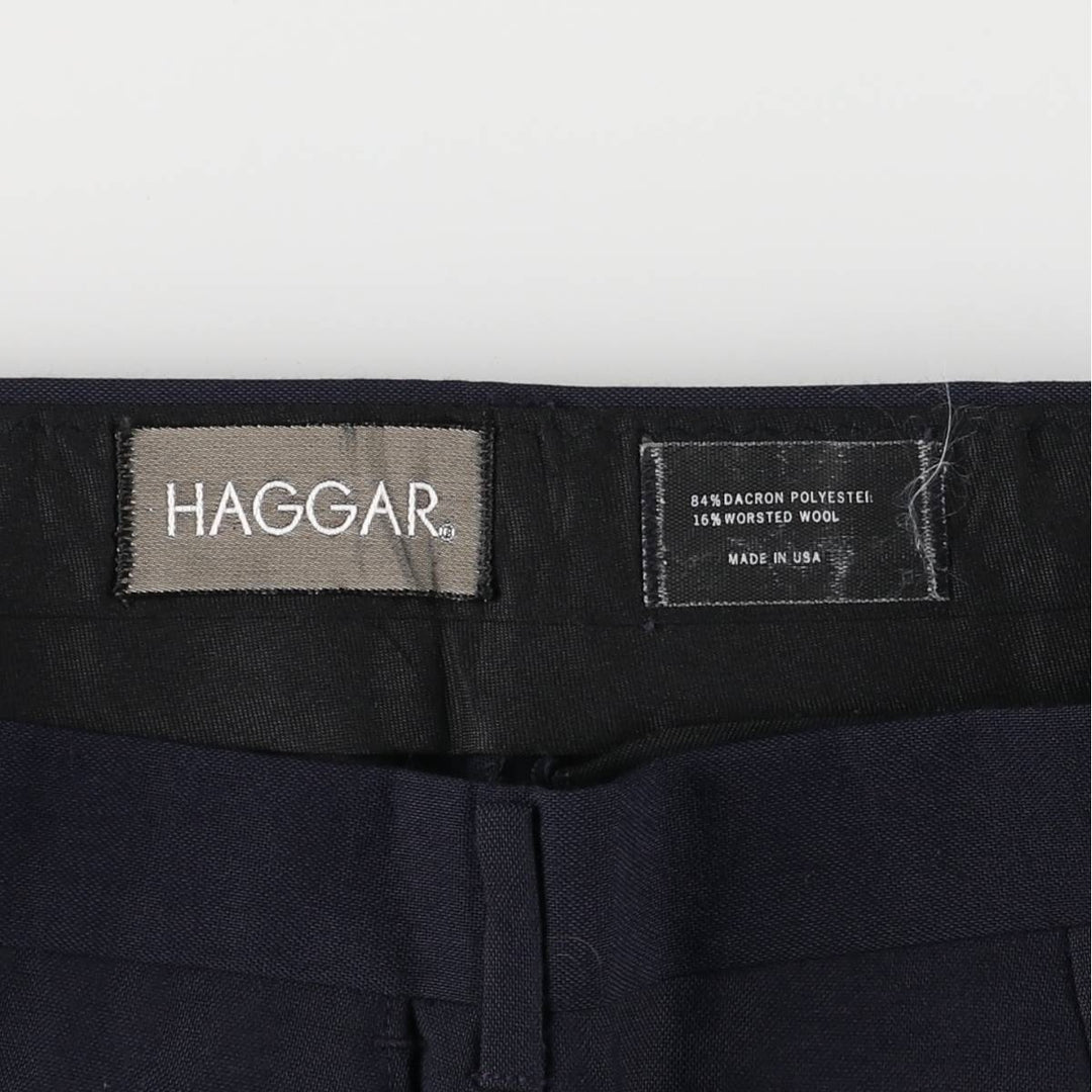 Haggar HAGGAR Slacks, Made in USA, Men's, Size W33 polyester navy blue type Vintage Second Hand