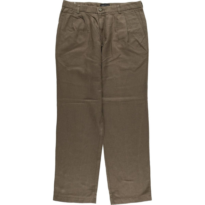 00'S Dockers Premium Pleated Classic Fit Two-pleat Linen Pants Slacks Men's W36 linen brown type Vintage Second Hand
