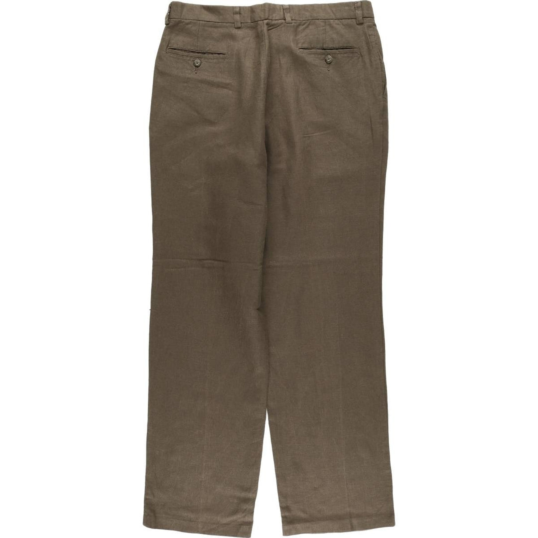 00'S Dockers Premium Pleated Classic Fit Two-pleat Linen Pants Slacks Men's W36 linen brown type Vintage Second Hand