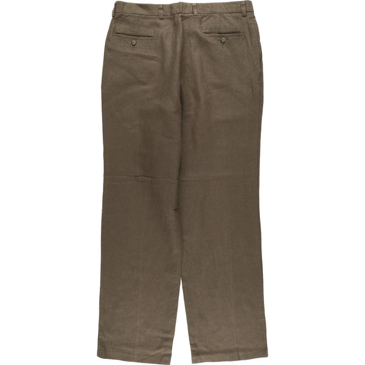 00'S Dockers Premium Pleated Classic Fit Two-pleat Linen Pants Slacks Men's W36 linen brown type Vintage Second Hand