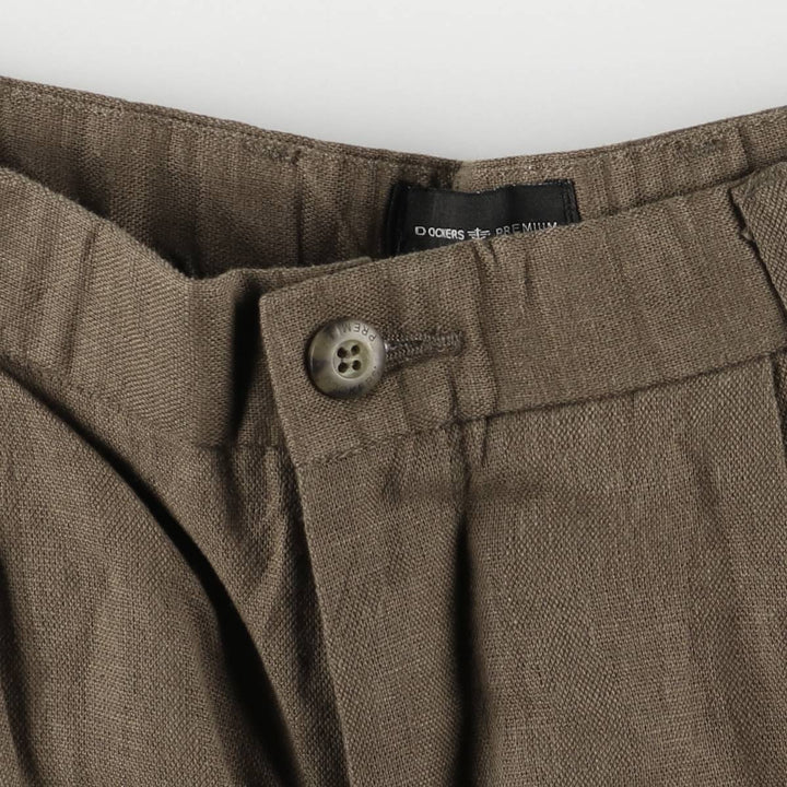 00'S Dockers Premium Pleated Classic Fit Two-pleat Linen Pants Slacks Men's W36 linen brown type Vintage Second Hand