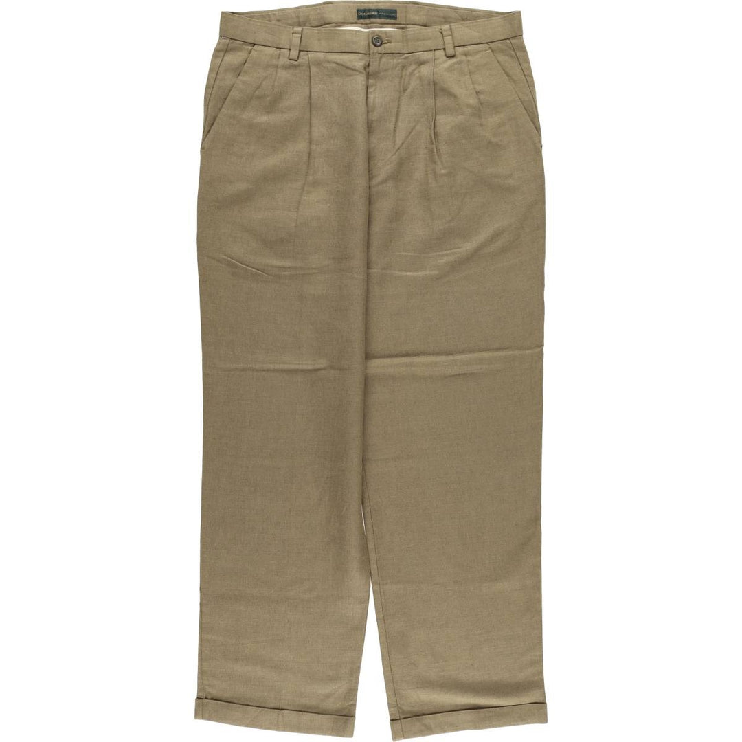 00'S Dockers Premium Pleated Relaxed Fit Two-pleat Linen Pants Slacks Men's W36 linen brown type Vintage Second Hand
