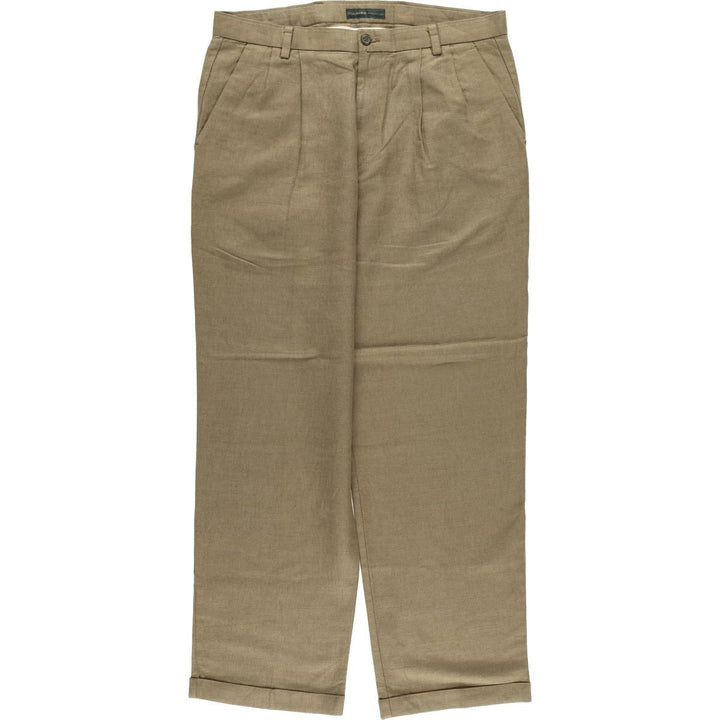 00'S Dockers Premium Pleated Relaxed Fit Two-pleat Linen Pants Slacks Men's W36 linen brown type Vintage Second Hand