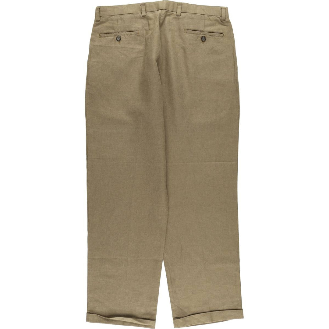 00'S Dockers Premium Pleated Relaxed Fit Two-pleat Linen Pants Slacks Men's W36 linen brown type Vintage Second Hand