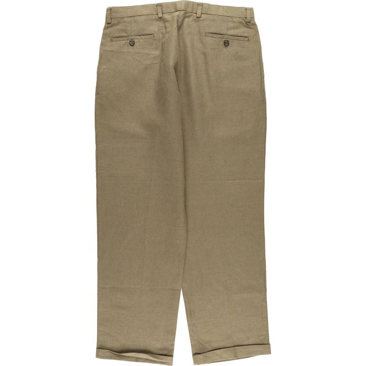 00'S Dockers Premium Pleated Relaxed Fit Two-pleat Linen Pants Slacks Men's W36 linen brown type Vintage Second Hand