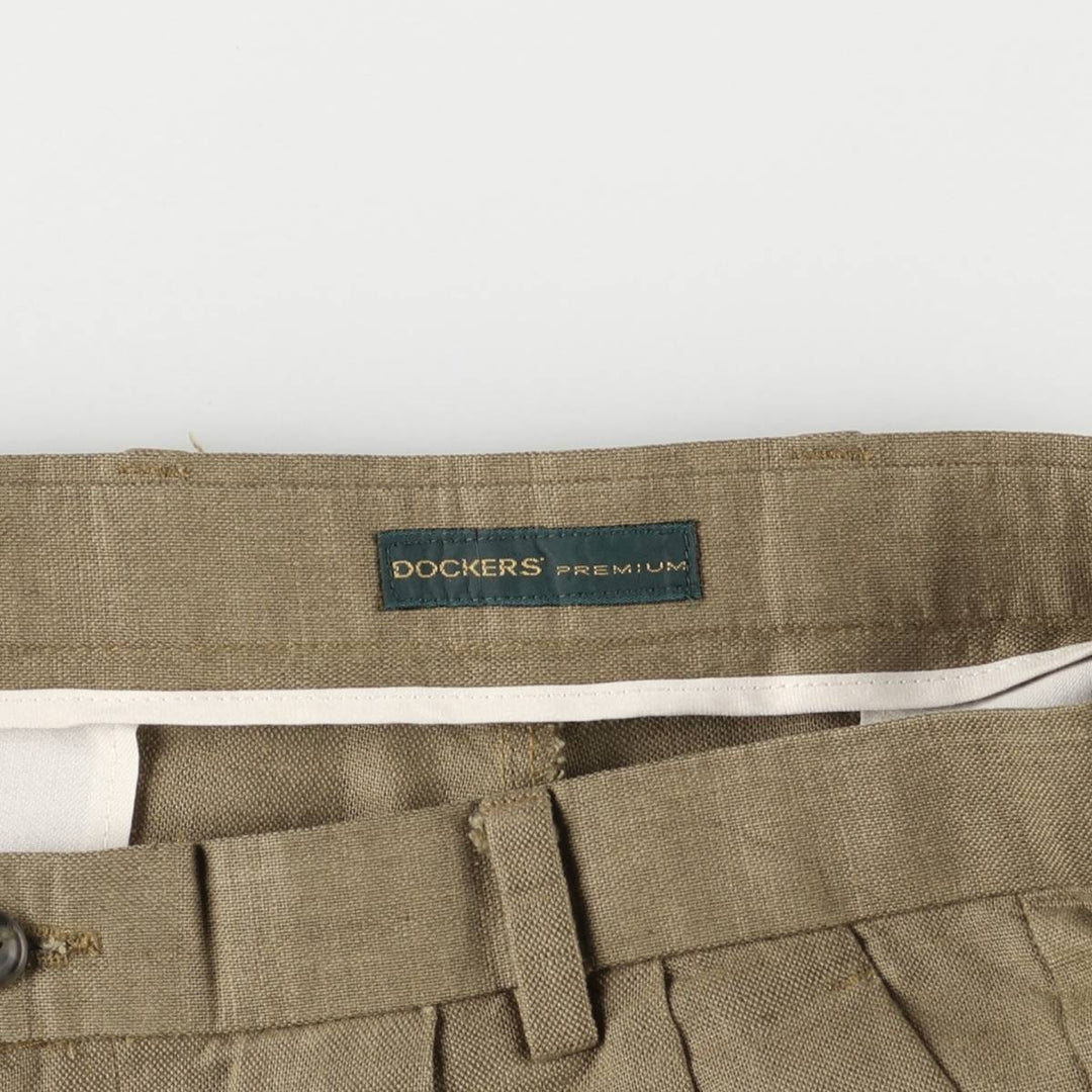 00'S Dockers Premium Pleated Relaxed Fit Two-pleat Linen Pants Slacks Men's W36 linen brown type Vintage Second Hand